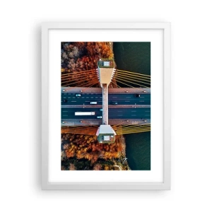 Affiche dans un cadre blanc - Poster - Au dessus de l'eau et de la forêt - 30x40 cm