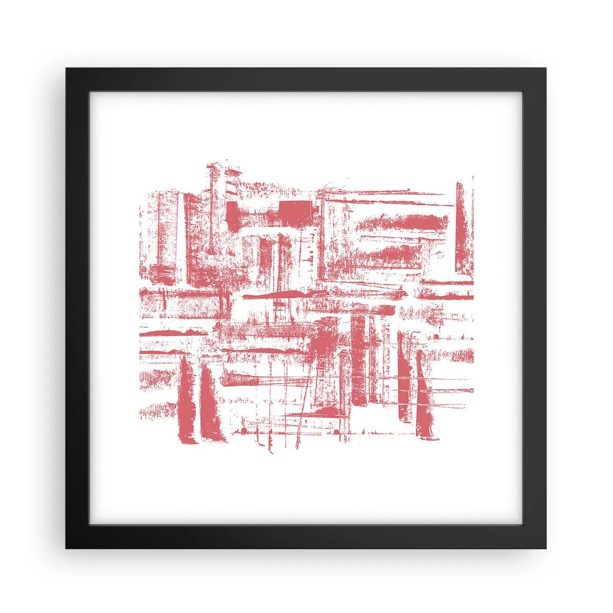 Affiche dans un cadre noir - Poster - La ville rouge - 30x30 cm