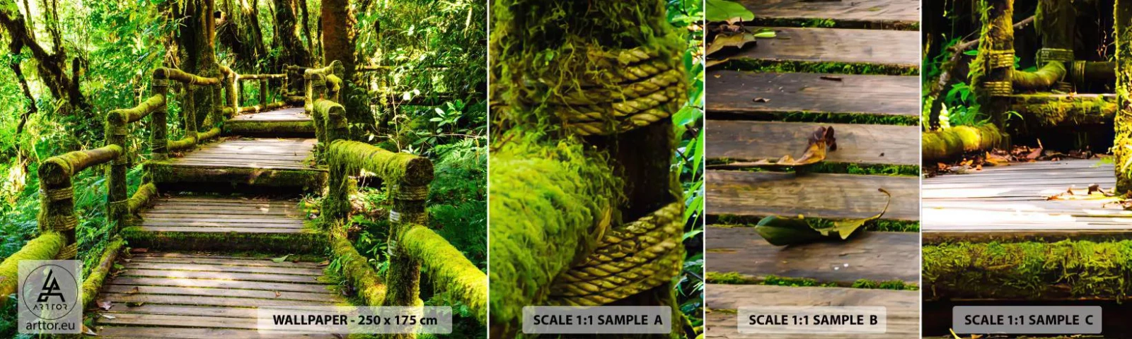 Échantillon de Papier Peint Autocollant Deluxe Sticker - Un couloir de verdure - Nature, Paysage, Forêt - 100x30 cm