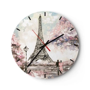 Horloge murale - Pendule murale - Balade d'avril à Paris - 40x40 cm