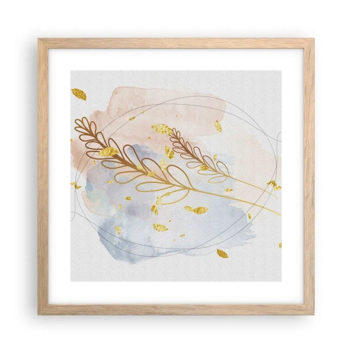 Affiche dans un chêne clair - Poster - Explosion d'or - 40x40 cm