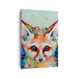 Impression sur toile - Image sur toile - Un portrait coloré d'un renard fennec dans le style d'une peinture expressive. - 70x100cm - Etes-vous prêts pour moi? - Décoration murale moderne pour le salon et la chambre ARTTOR