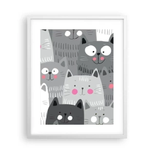 Affiche dans un cadre blanc - Poster - Le monde des chats - 40x50 cm