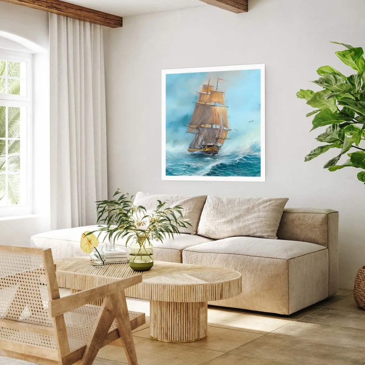 Affiche - Poster - Se précipitant sur les vagues - 50x50 cm