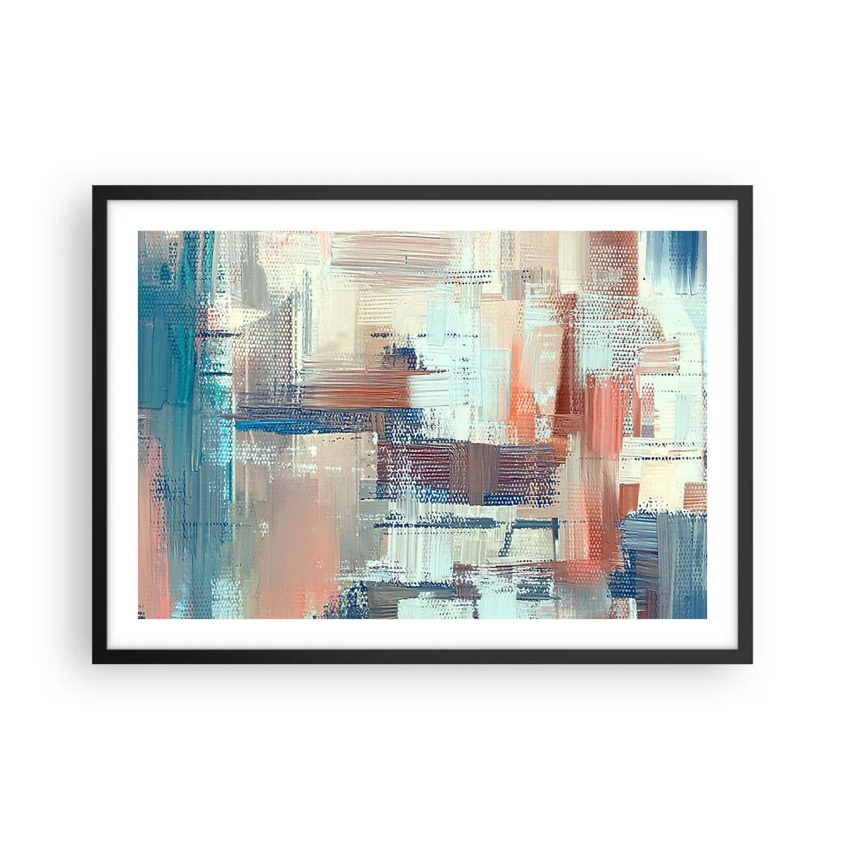 Affiche dans un cadre noir - Poster - Composition abstraite dans les tons de bleu et de beige - 70x50cm - Atteindre la lumière - Décoration murale moderne pour le salon et la chambre ARTTOR