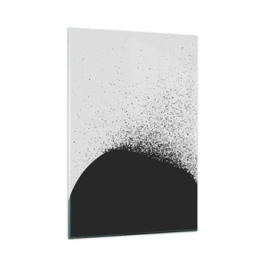 Impression sur verre - Image sur verre - Motif abstrait avec des particules noires sur un fond clair - 80x120cm - Mouvement des molécules - Décoration murale moderne pour le salon et la chambre ARTTOR