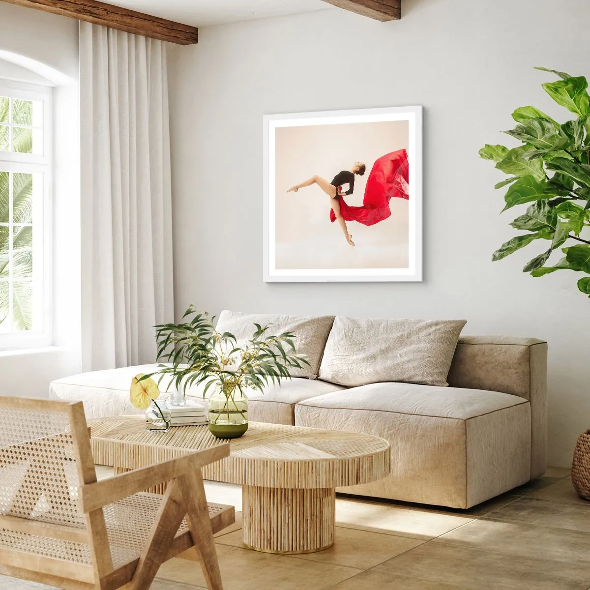 Affiche dans un cadre blanc - Poster - Rouge et noir - 50x50 cm