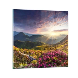 Impression sur verre - Image sur verre - Fraîcheur matinale en montagne - 70x70 cm