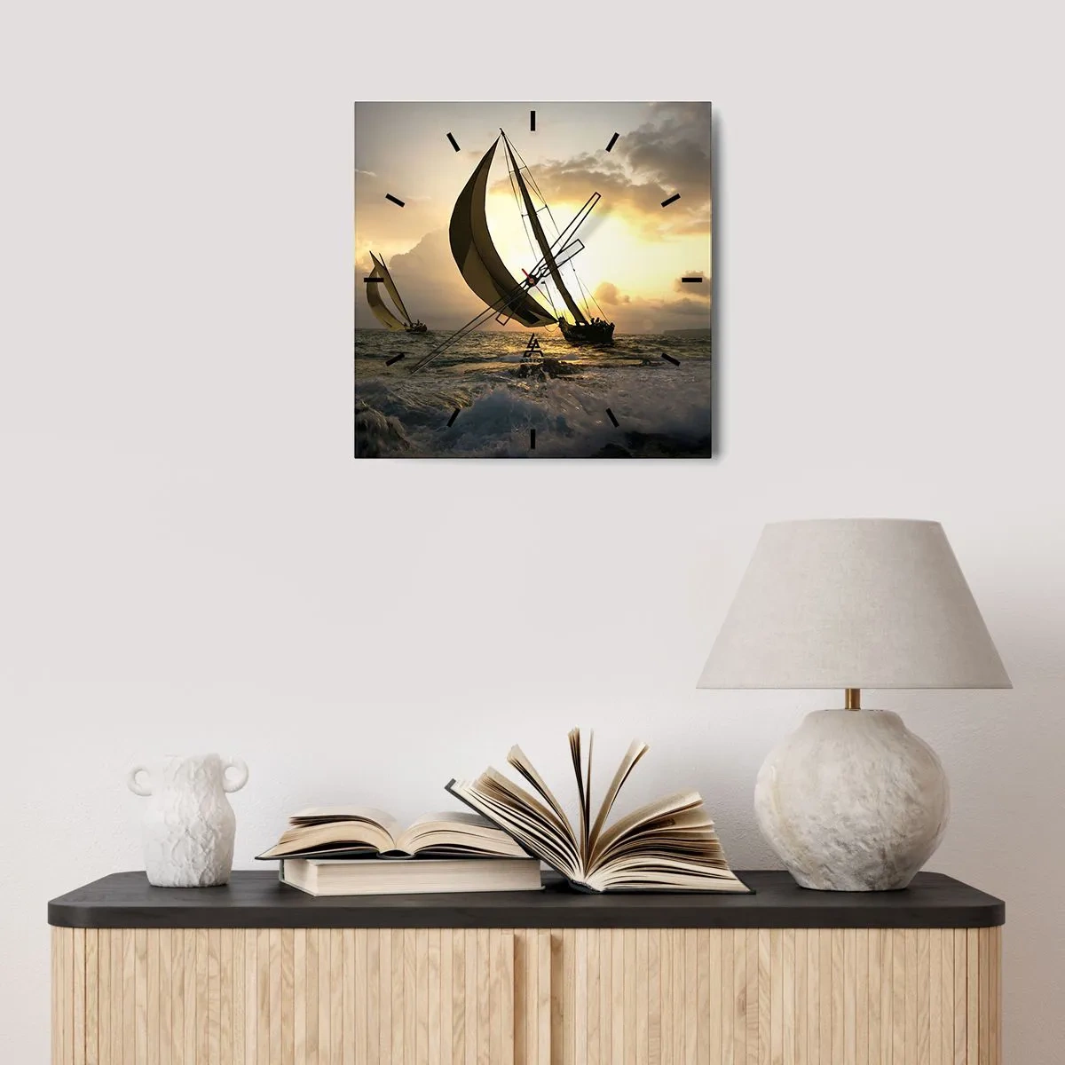 Horloge murale - Pendule murale - Avec le vent et contre le vent - 40x40 cm