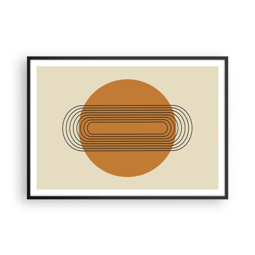 Affiche dans un cadre noir - Poster - Motif géométrique avec des cercles et des lignes orange - 100x70cm - Plan idéal - Décoration murale moderne pour le salon et la chambre ARTTOR