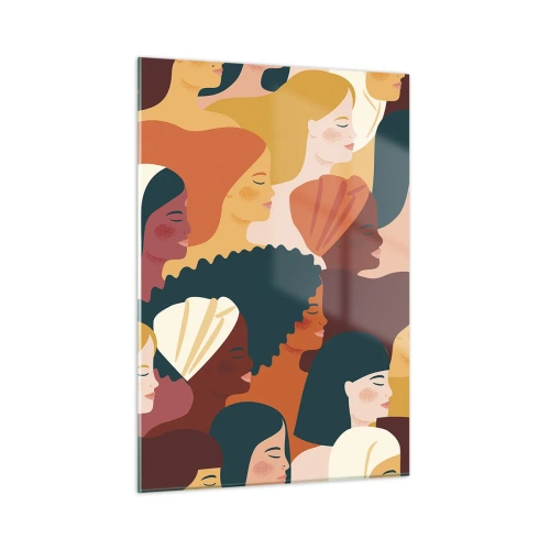 Impression sur verre - Image sur verre - Illustration élégante de diverses silhouettes féminines - 50x70cm - Uniquement la féminité - Décoration murale moderne pour le salon et la chambre ARTTOR