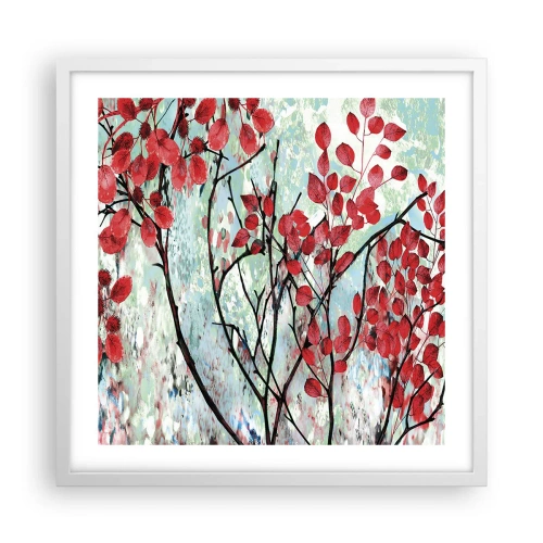 Affiche dans un cadre blanc - Poster - Arbre en écarlate - 50x50 cm