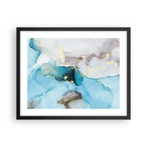 Affiche dans un cadre noir - Poster - Etude de la rencontre gris et turquoise - 50x40 cm