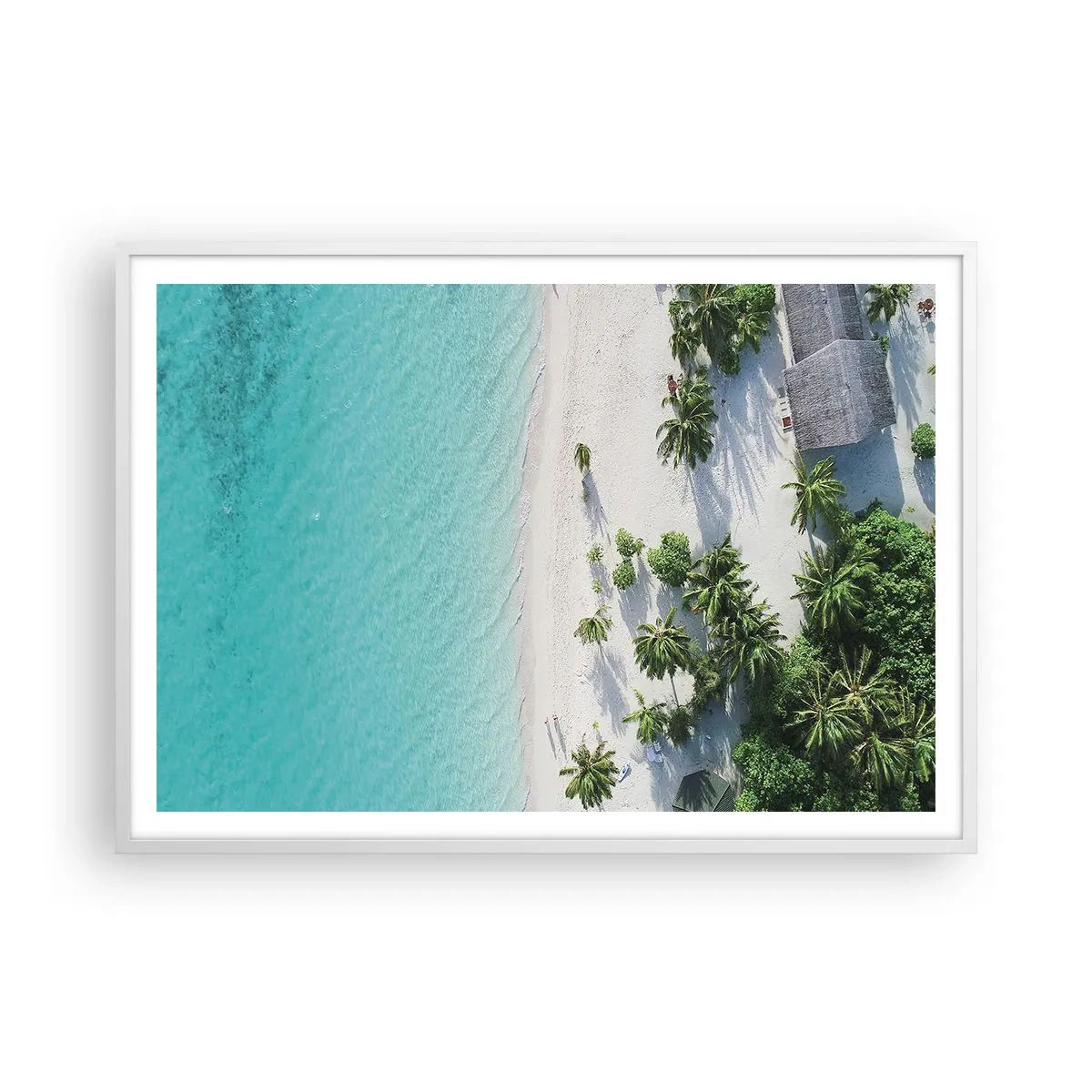 Affiche dans un cadre blanc - Poster - Vacances au paradis - 100x70 cm