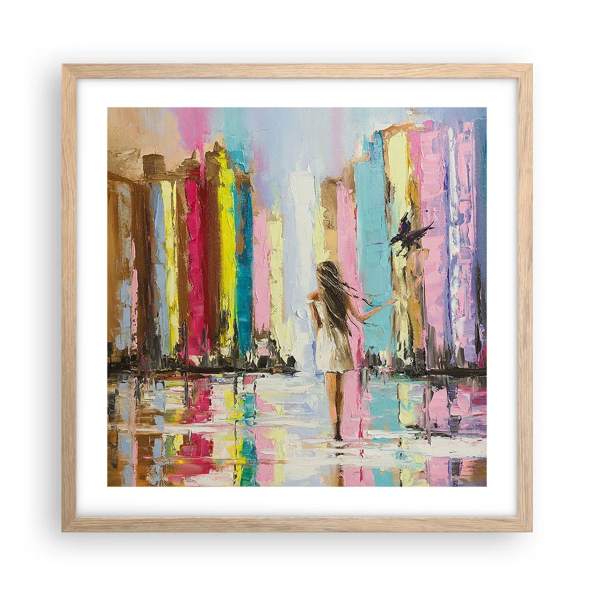 Affiche dans un chêne clair - Poster - Viens avec moi - 50x50 cm