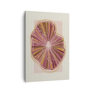 Impression sur toile - Image sur toile - Motif abstrait de tranches d'arbre dans des tons roses - 70x100cm - Abstraction rayonnante - Décoration murale moderne pour le salon et la chambre ARTTOR