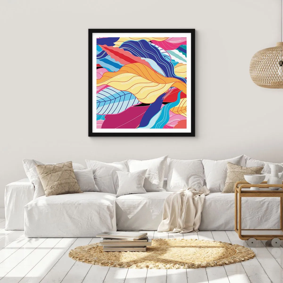 Affiche dans un cadre noir - Poster - Un désordre coloré - 30x30 cm