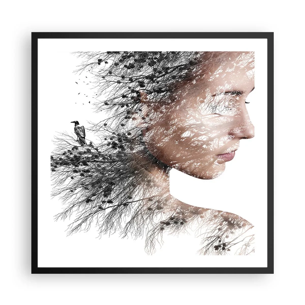 Affiche dans un cadre noir - Poster - L'âme de la forêt - 60x60 cm