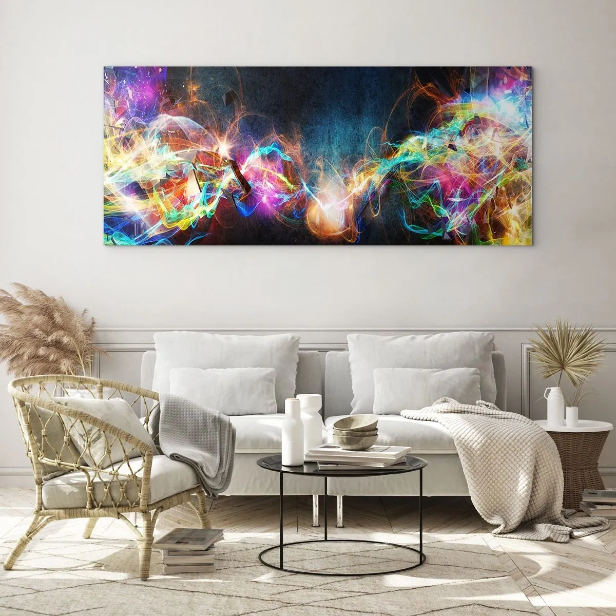 Impression sur verre - Image sur verre - Joyeusement contre l'obscurité - 90x30 cm