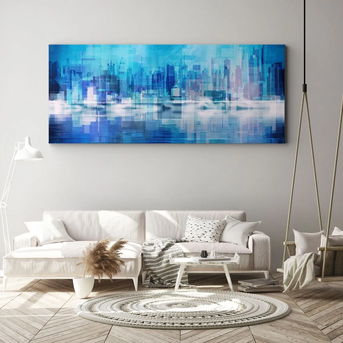 Impression sur toile - Image sur toile - Noyé dans le bleu - 100x40 cm
