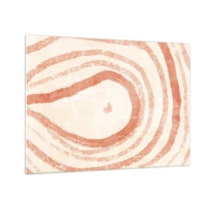 Impression sur verre - Image sur verre - Lignes de corail abstraites en forme de cercles concentriques - 70x50cm - Cercles de corail – composition - Décoration murale moderne pour le salon et la chambre ARTTOR