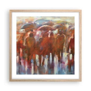 Affiche dans un chêne clair - Poster - Identiques sous la pluie et dans le brouillard - 50x50 cm