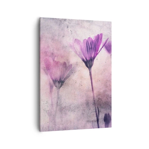 Impression sur toile - Image sur toile - Fleurs délicates dans des tons violets sur fond clair - 50x70cm - Rêve de fleurs - Décoration murale moderne pour le salon et la chambre ARTTOR