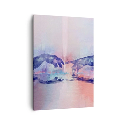 Impression sur toile - Image sur toile - Mains symboliques aux couleurs abstraites, faisant référence au thème de la création - 50x70cm - Divine étincelle de vie - Décoration murale moderne pour le salon et la chambre ARTTOR