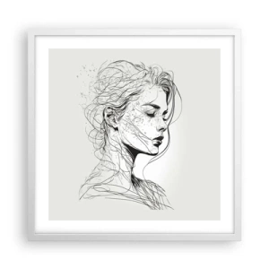 Affiche dans un cadre blanc - Poster - Portrait en pensée - 50x50 cm