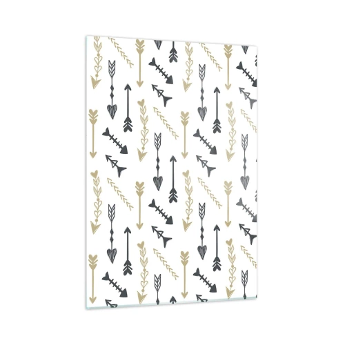 Impression sur verre - Image sur verre - Un motif de flèches de différentes couleurs sur fond blanc - 50x70cm - Le rêve de l'archer - Décoration murale moderne pour le salon et la chambre ARTTOR