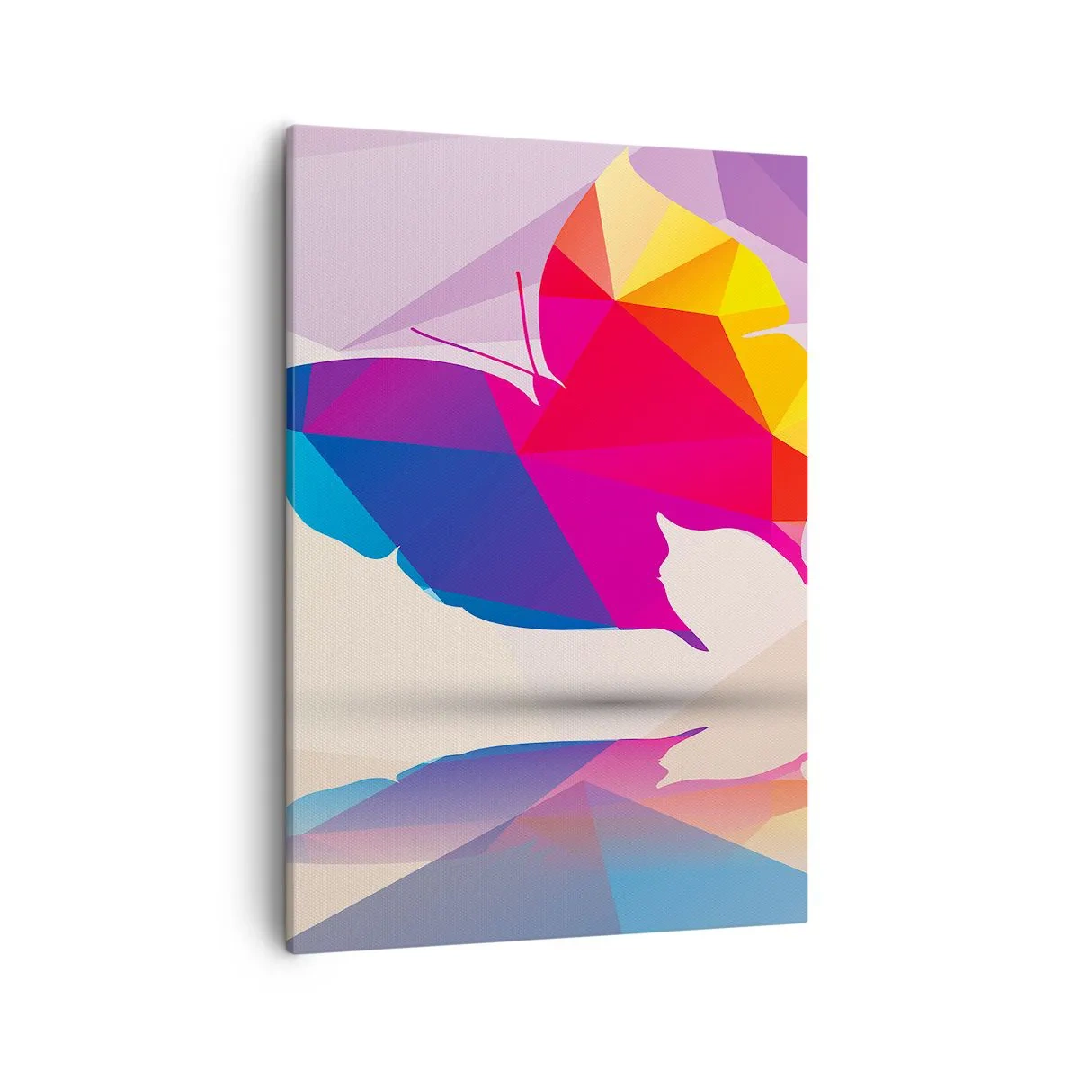Impression sur toile - Image sur toile - Silhouette de papillon géométrique aux couleurs vives - 50x70cm - Papillon arc-en-ciel - Décoration murale moderne pour le salon et la chambre ARTTOR