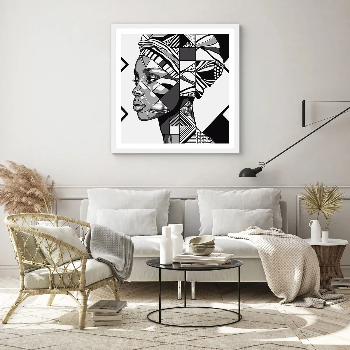 Affiche dans un cadre blanc - Poster - Portrait ethnique - 60x60 cm