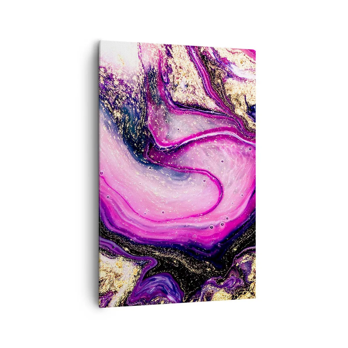 Impression sur toile - Image sur toile - Vagues abstraites dans des tons violets et dorés - 80x120cm - Un instant dans les coulisses - Décoration murale moderne pour le salon et la chambre ARTTOR
