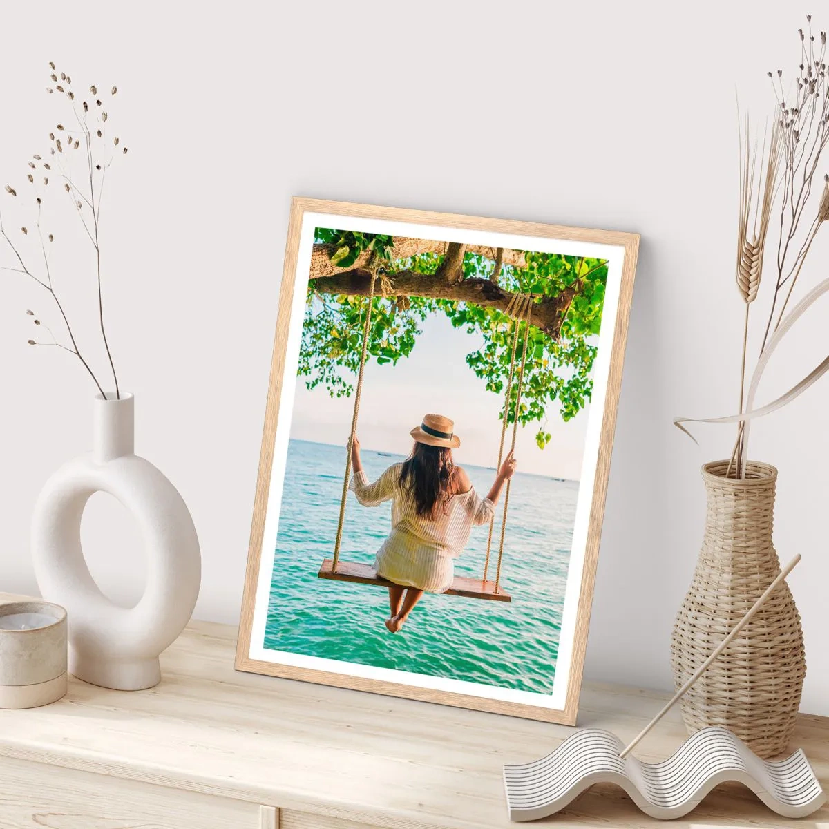 Affiche dans un chêne clair - Poster - La vie est belle - 40x50 cm