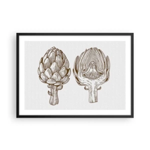 Affiche dans un cadre noir - Poster - Dessin d'art vintage d'un artichaut - 70x50cm - Leçon d’anatomie - Décoration murale moderne pour le salon et la chambre ARTTOR