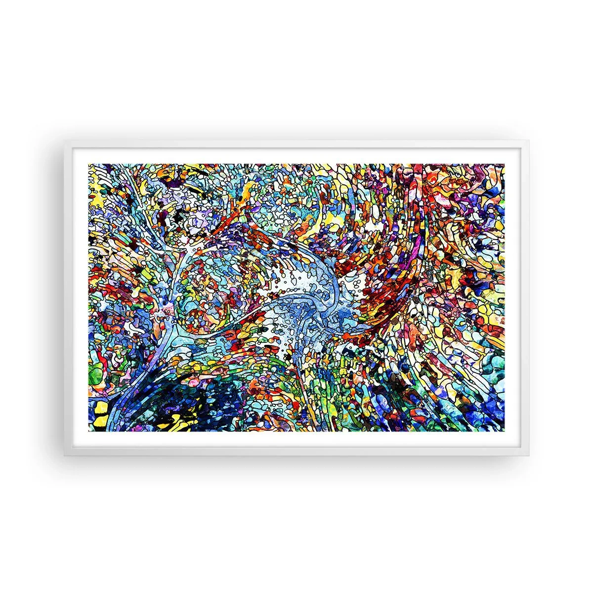 Affiche dans un cadre blanc - Poster - Goutte de vitrail - 91x61 cm