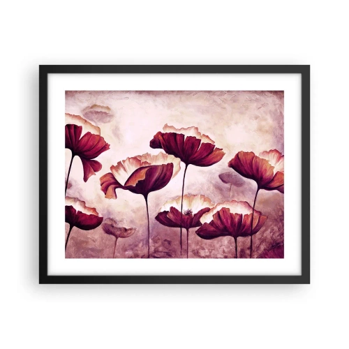 Affiche dans un cadre noir - Poster - Pétale rouge et blanc - 50x40 cm