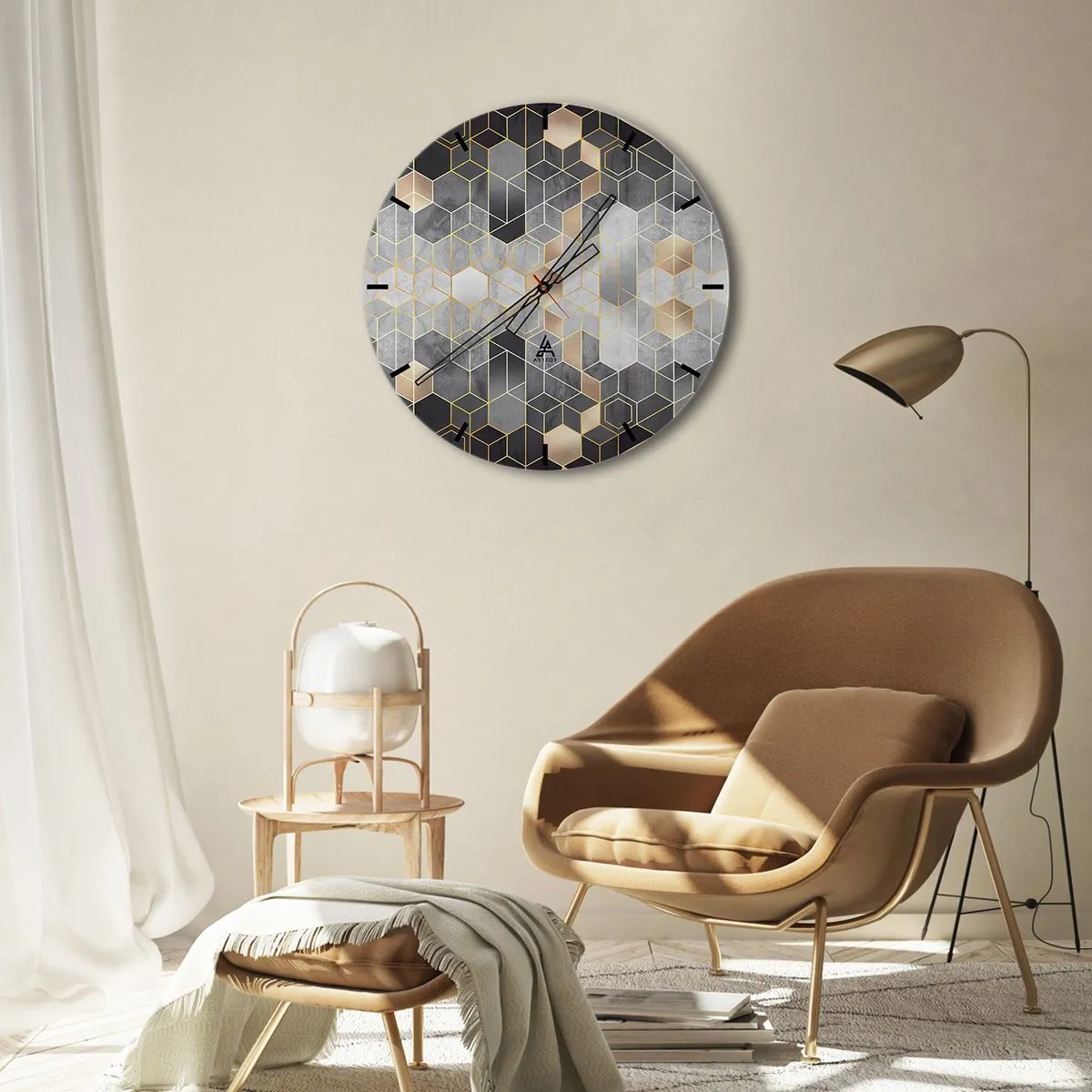 Horloge murale - Pendule murale - Composition de diamants - 40x40 cm