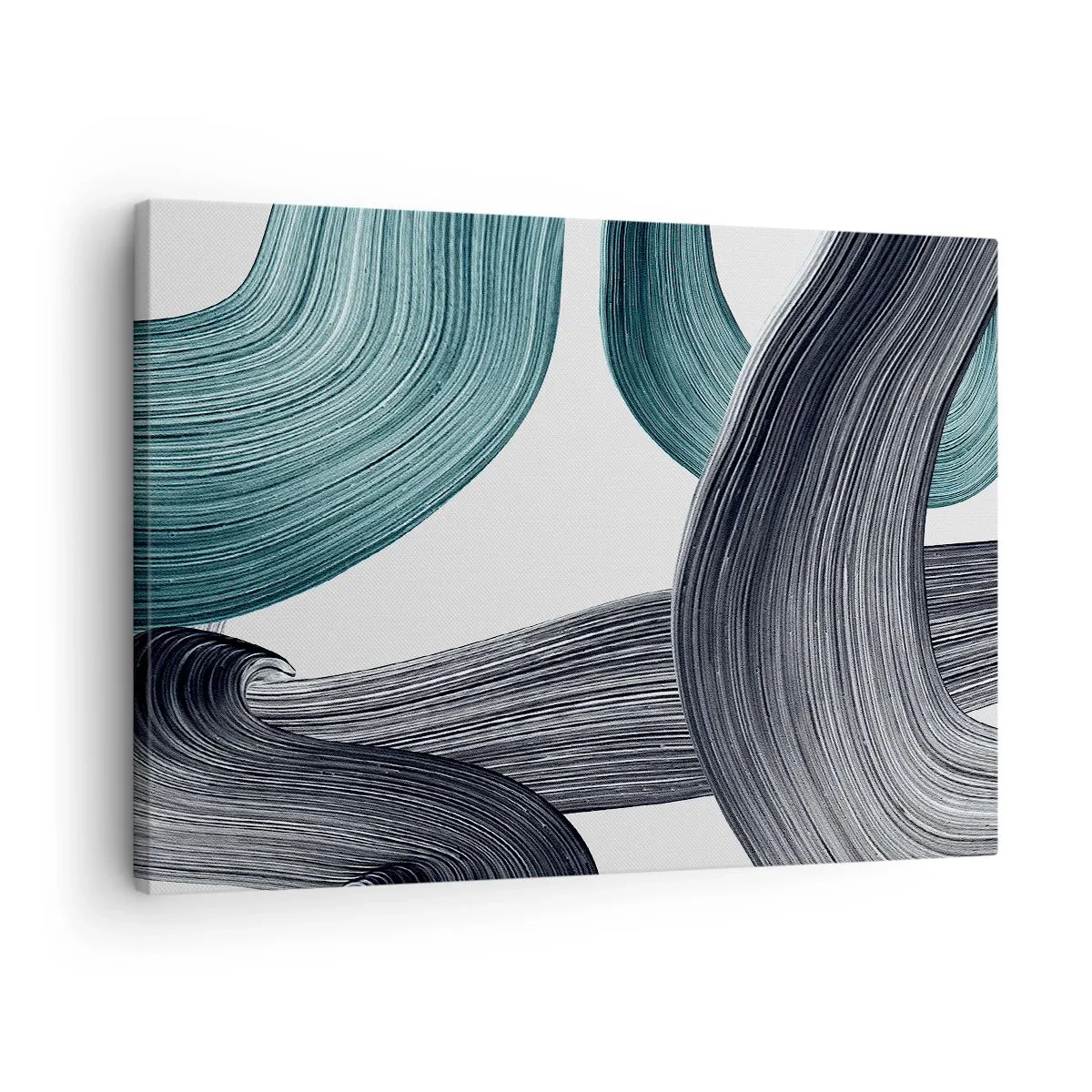 Impression sur toile - Image sur toile - Lignes abstraites fluides dans des tons de vert et de gris - 70x50cm - Sentiers émeraude et noirs - Décoration murale moderne pour le salon et la chambre ARTTOR