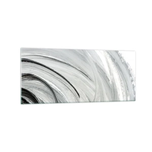 Impression sur verre - Image sur verre - Un tourbillon monochrome dans des tons de gris et de noir - 120x50cm - Composition orbitale - Décoration murale moderne pour le salon et la chambre ARTTOR