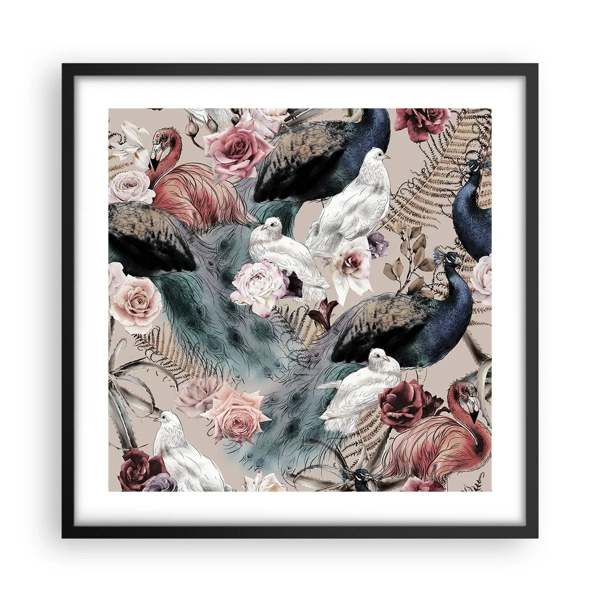 Affiche dans un cadre noir - Poster - Dans un jardin de palace - 50x50 cm