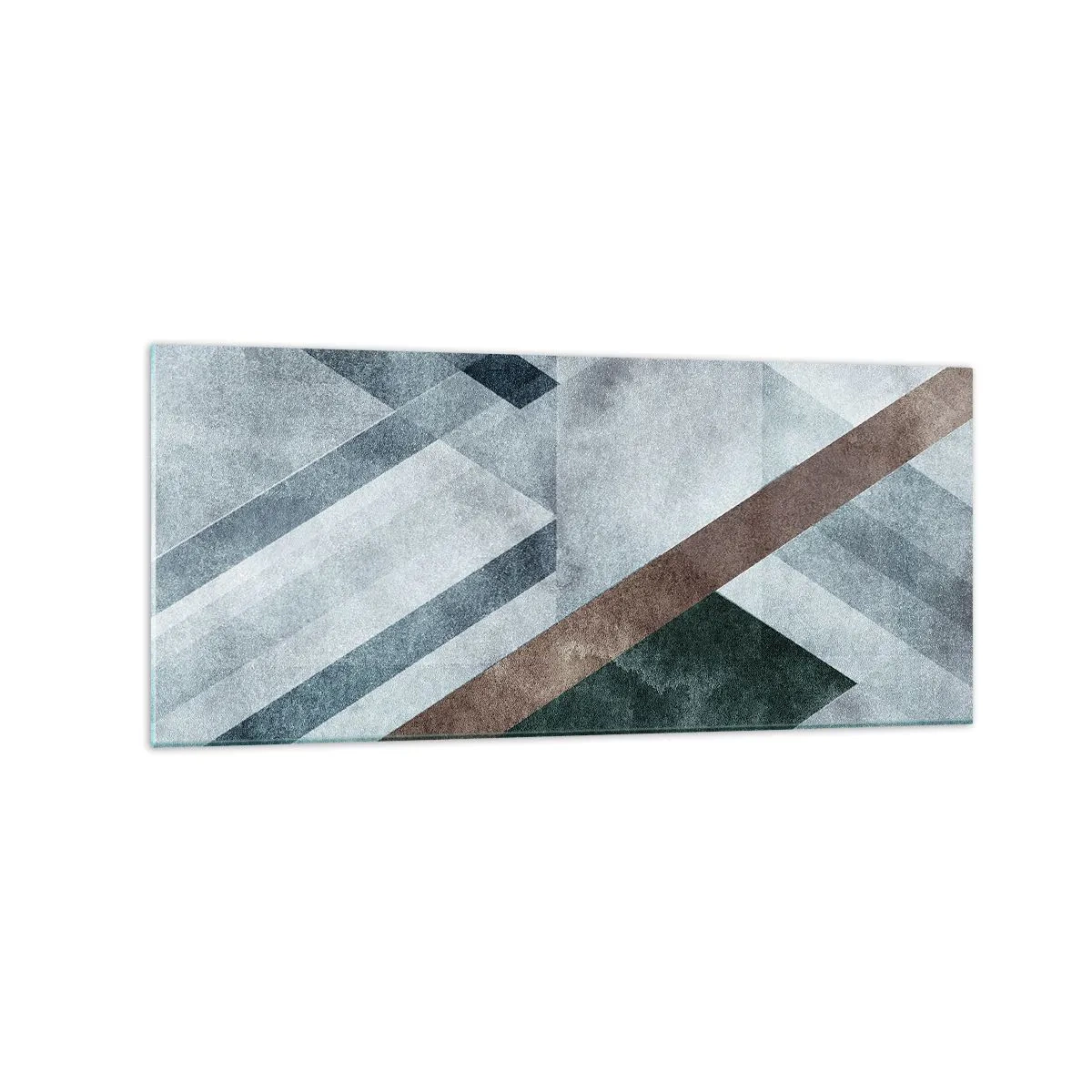 Impression sur verre - Image sur verre - Formes géométriques dans des tons froids de bleu et de marron - 120x50cm - Élégance sophistiquée de la géométrie - Décoration murale moderne pour le salon et la chambre ARTTOR