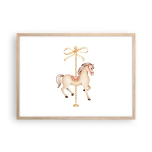 Affiche dans un chêne clair - Poster - Un trot gracieux - 70x50 cm