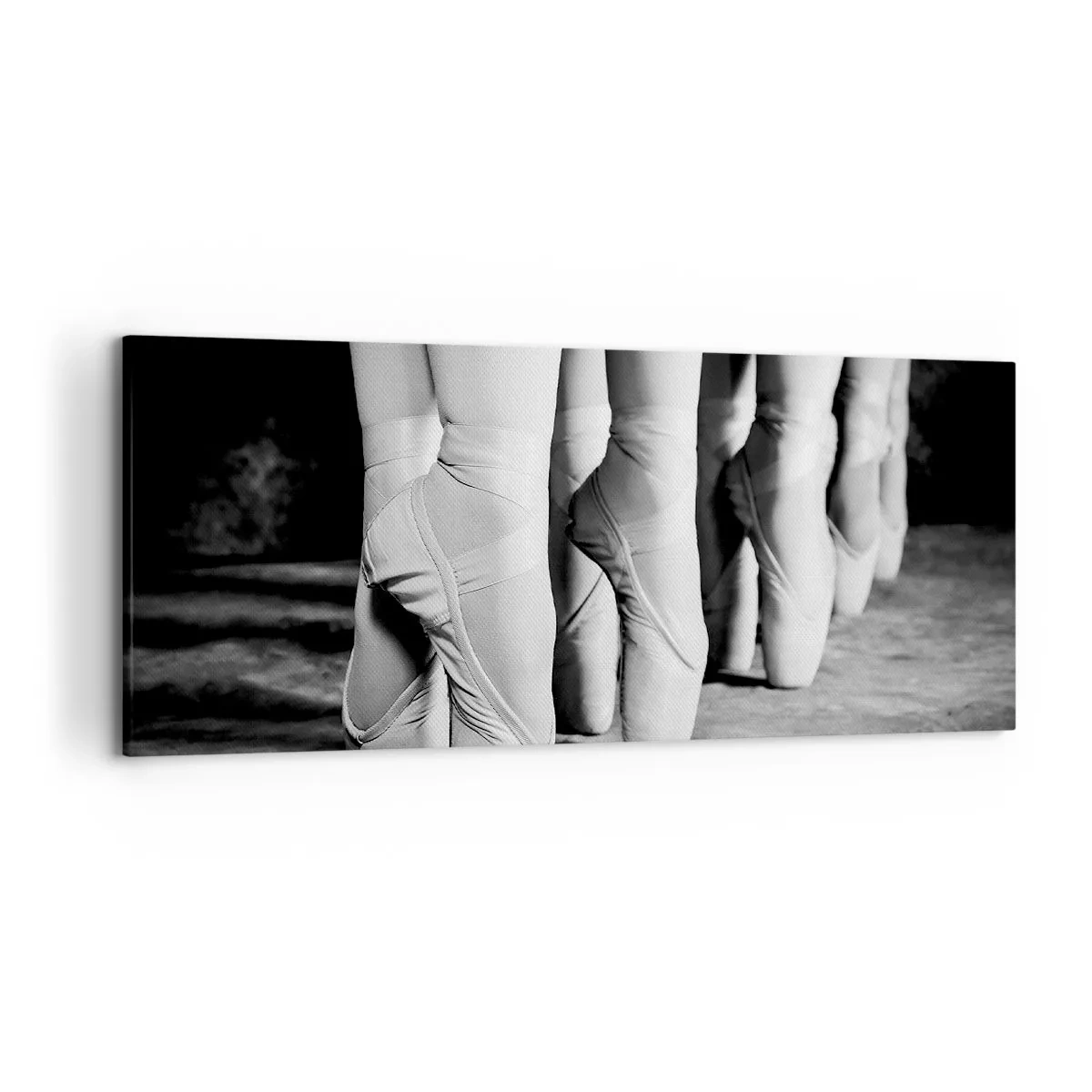 Impression sur toile - Image sur toile - Photo en noir et blanc des chaussures de ballet des danseurs - 120x50cm - Ensemble, simple - Décoration murale moderne pour le salon et la chambre ARTTOR