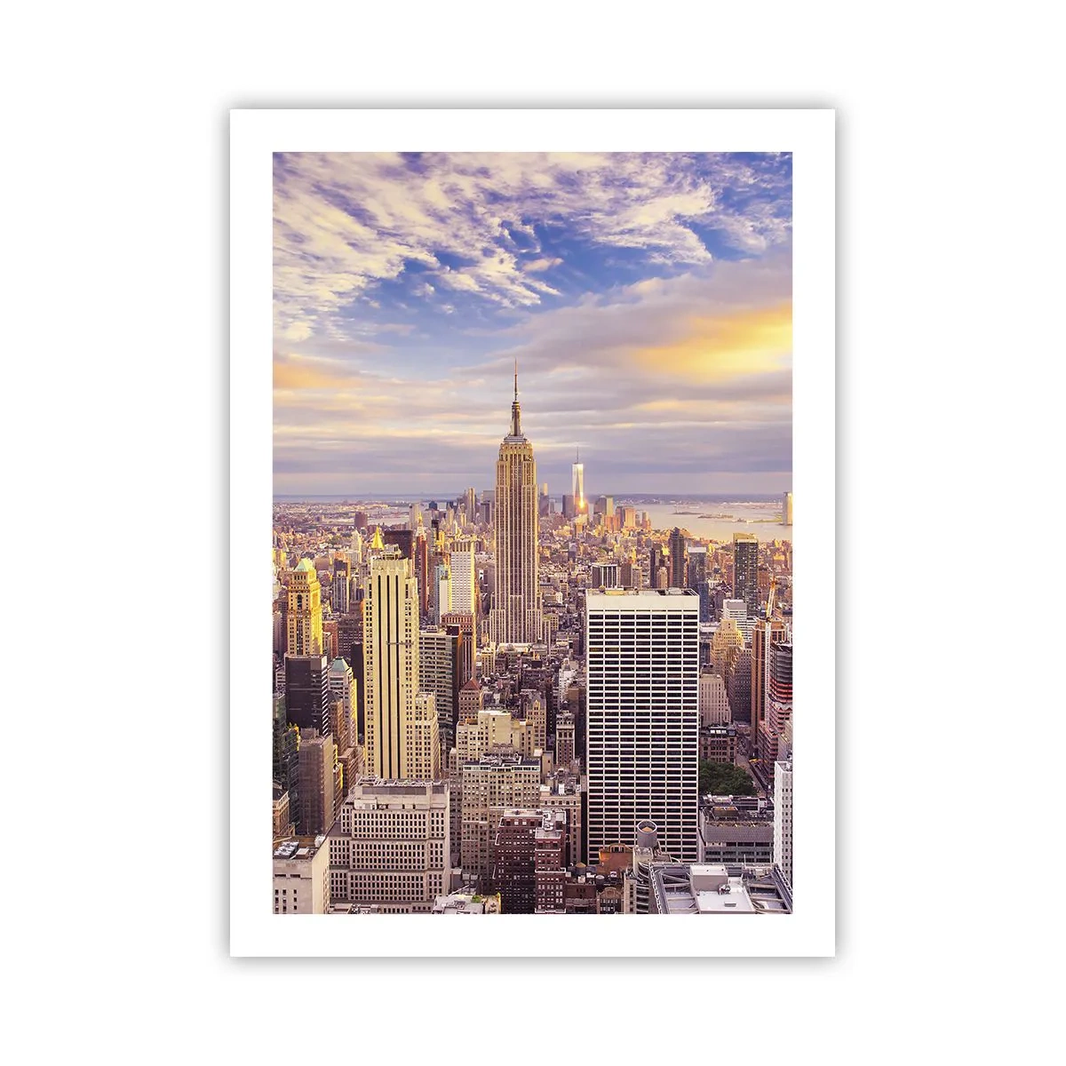 Affiche - Poster - Panorama de New York depuis l'Empire State Building au coucher du soleil - 50x70cm - Atteindre les nuages