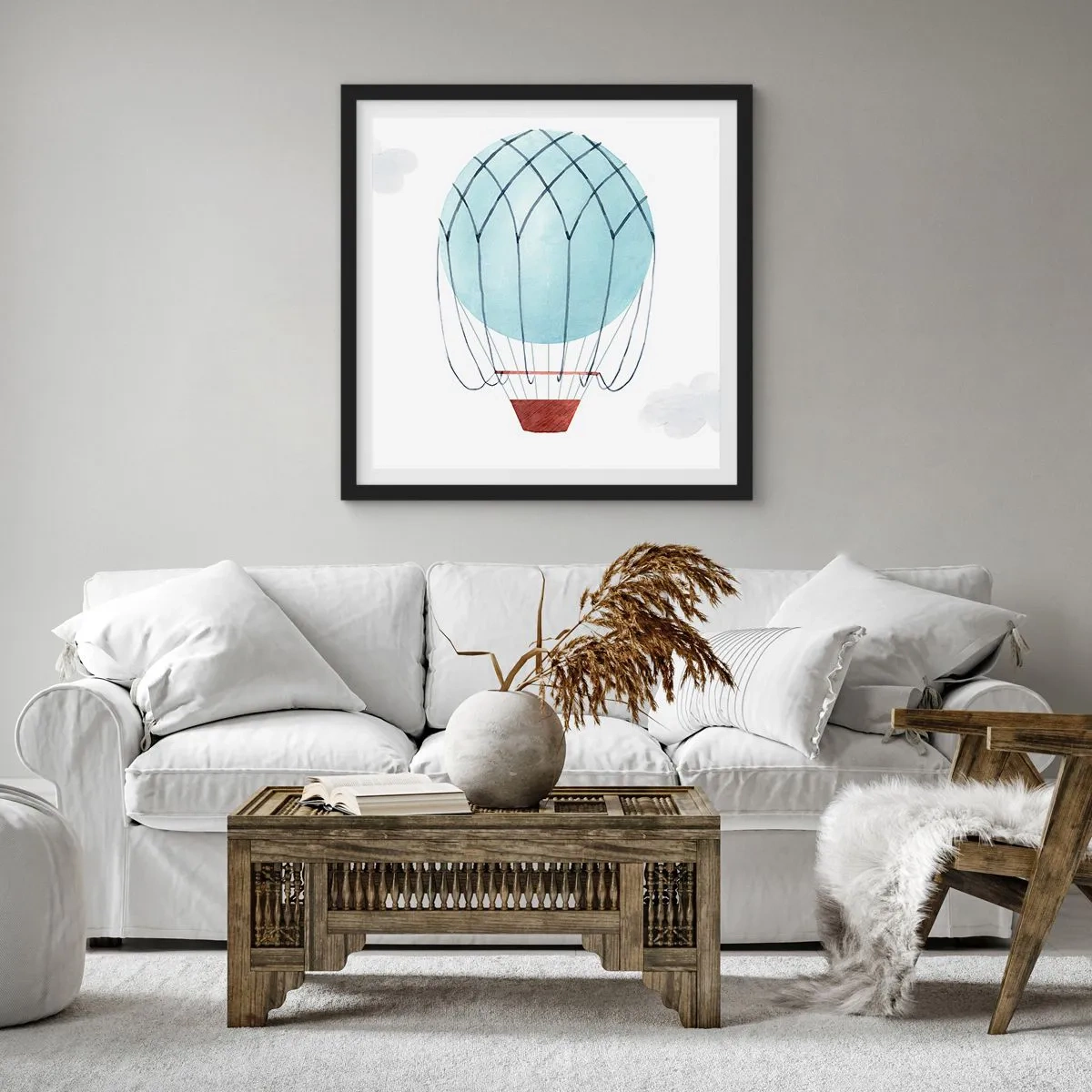 Affiche dans un cadre noir - Poster - Entièrement dans les nuages - 40x40 cm