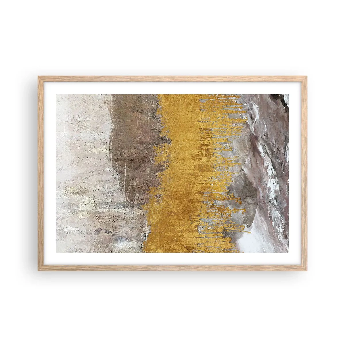 Affiche dans un chêne clair - Poster - Une explosion d'or - 70x50 cm