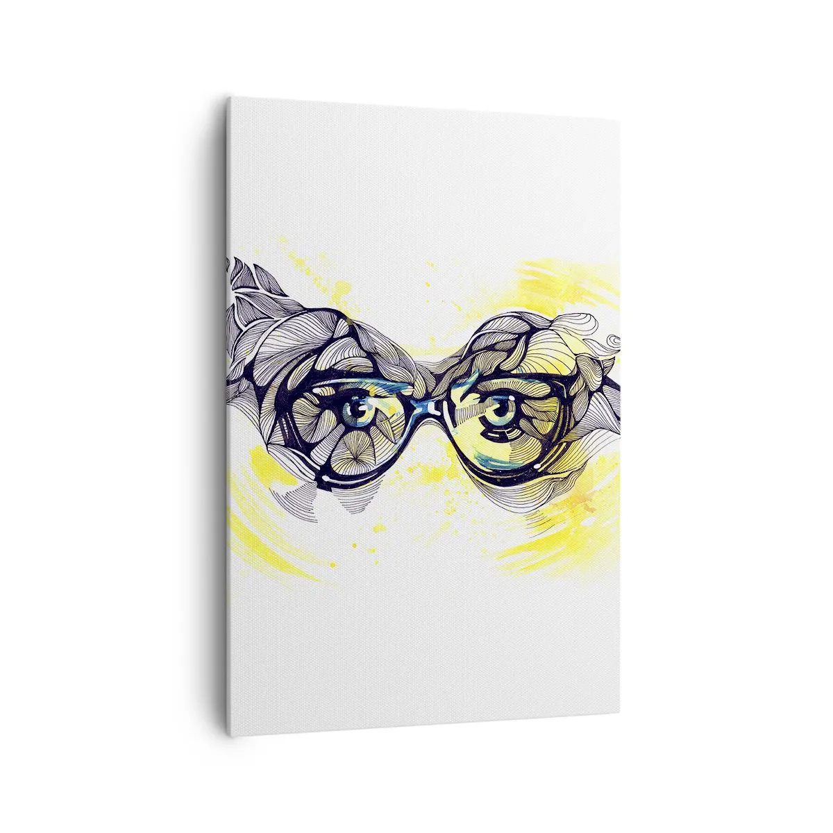 Impression sur toile - Image sur toile - Graphiques artistiques de lunettes aux yeux expressifs - 70x100cm - À travers des lunettes bleues - Décoration murale moderne pour le salon et la chambre ARTTOR