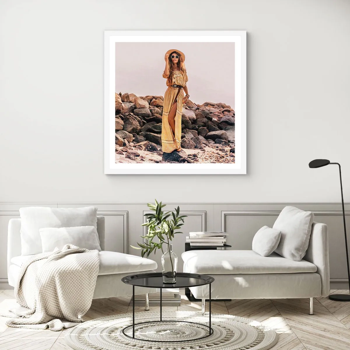 Affiche dans un cadre blanc - Poster - La magie des pierres - 60x60 cm