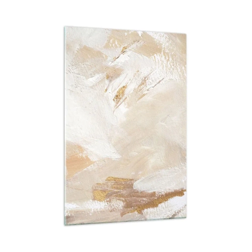 Impression sur verre - Image sur verre - Des tons abstraits délicats dans des tons beiges et dorés - 70x100cm - Composition pastel - Décoration murale moderne pour le salon et la chambre ARTTOR
